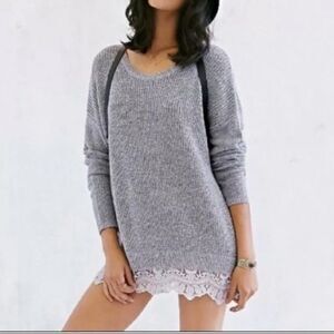 Pins and Needles Gray Knit Lace Trim Sweater XS